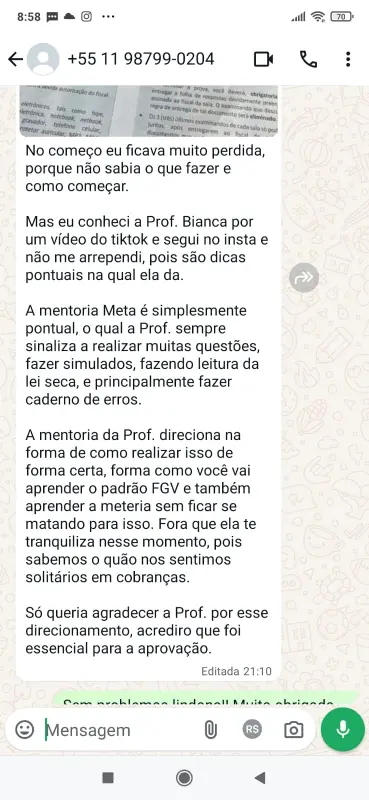 Paola - Feedback 120 - 56 pontos Exame 41